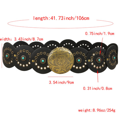 New vintage Western Boho chic belt female rivet waist cover with dress skirt y2k belt wide one dress