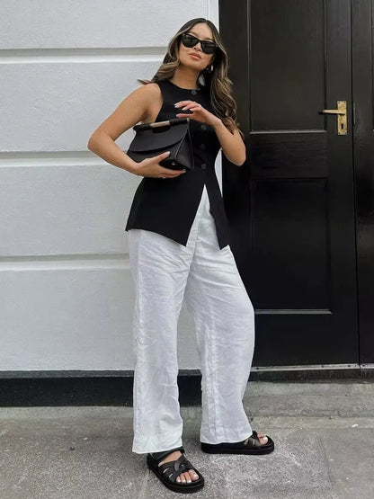 Colete Blusa Botões Alfaiataria Anne