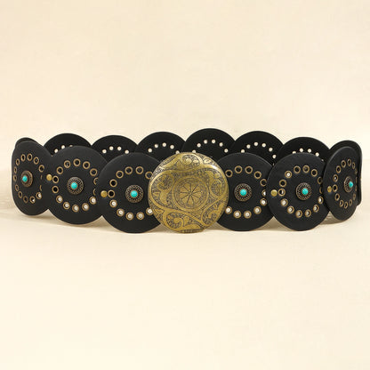 New vintage Western Boho chic belt female rivet waist cover with dress skirt y2k belt wide one dress