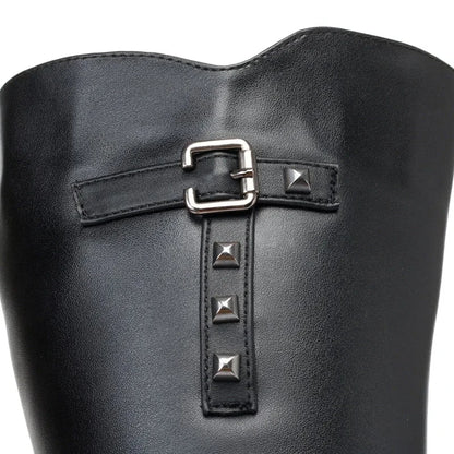 Bota Warm Cano Alto Forrada Peluciada Impermeável Couro Preta