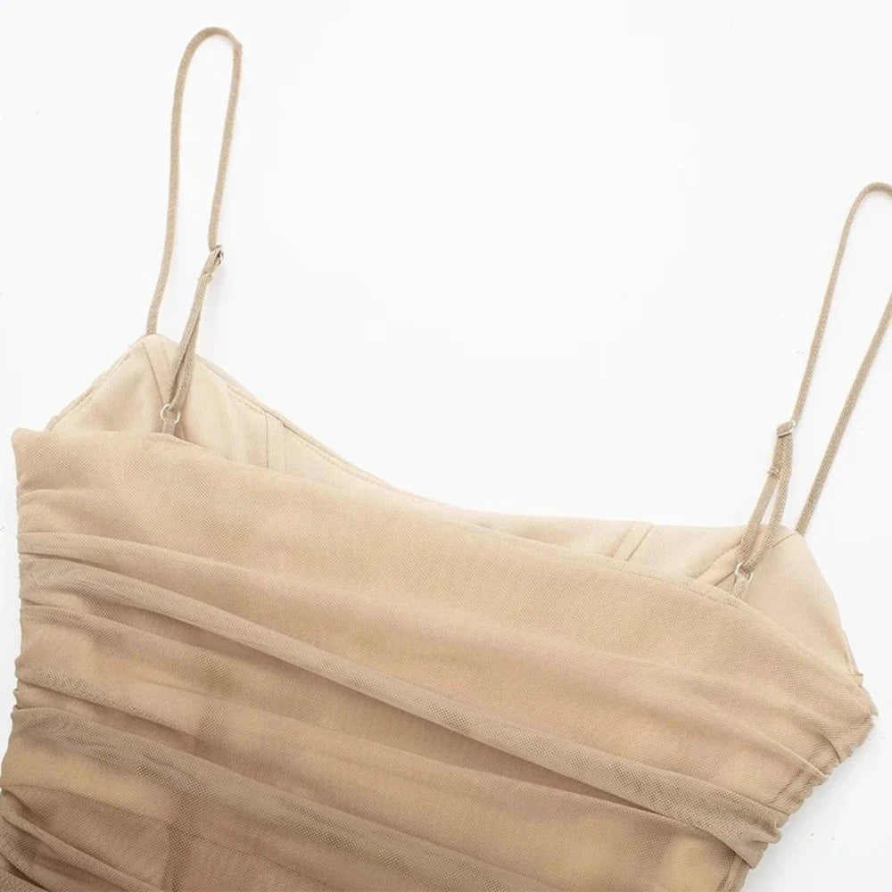Vestido Curto Sexy Tule Degradê Alcinha Boho Chic