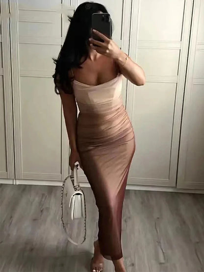Vestido Curto Sexy Tule Degradê Alcinha Boho Chic