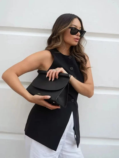 Colete Blusa Botões Alfaiataria Anne
