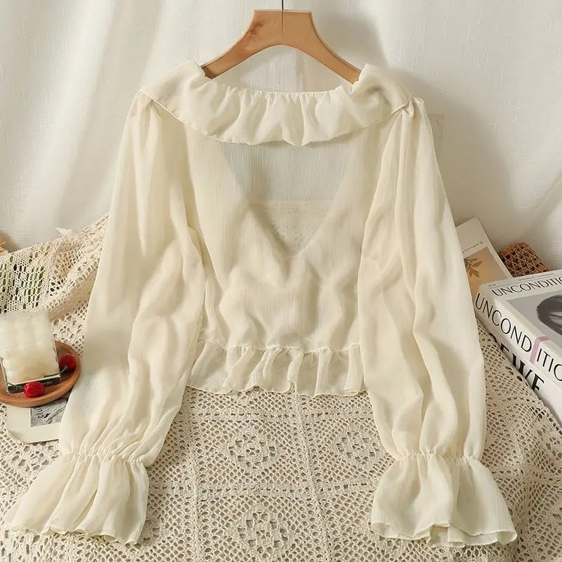 Camisa Feminina Babados Amarração Flaire