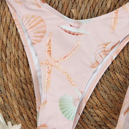2024 3 Pieces Bikini with Beach Skirt Swimwear Women Print Swimsuit Halter Bathing Suit Beachwear Bikini Set Biquini