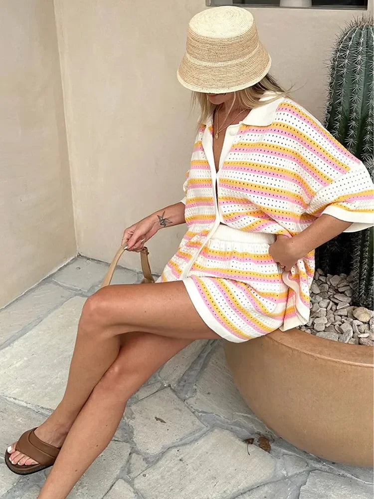 Conjunto Camisa de Botão Short Feminino Beatrice