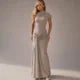Vestido Longo Luxo Drapeado Frontal Amarração nas Costas