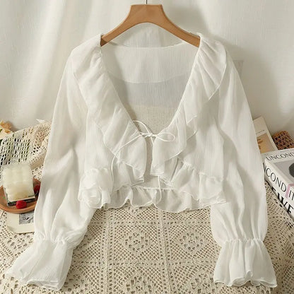 Camisa Feminina Babados Amarração Flaire