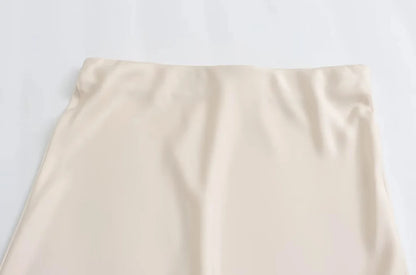 Saia Cetim Midi Toque de Seda Boho Chic