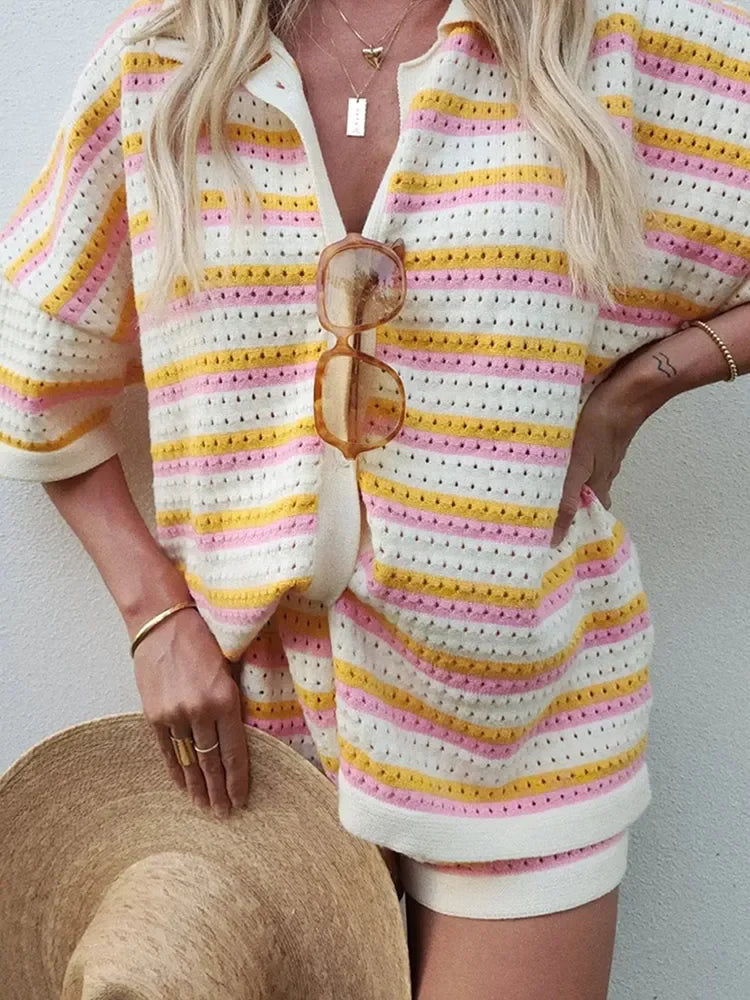 Conjunto Camisa de Botão Short Feminino Beatrice