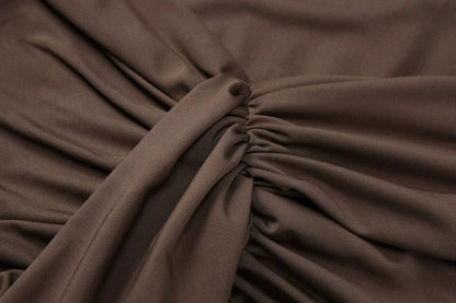 Vestido Longo Luxo Drapeado Frontal Amarração nas Costas