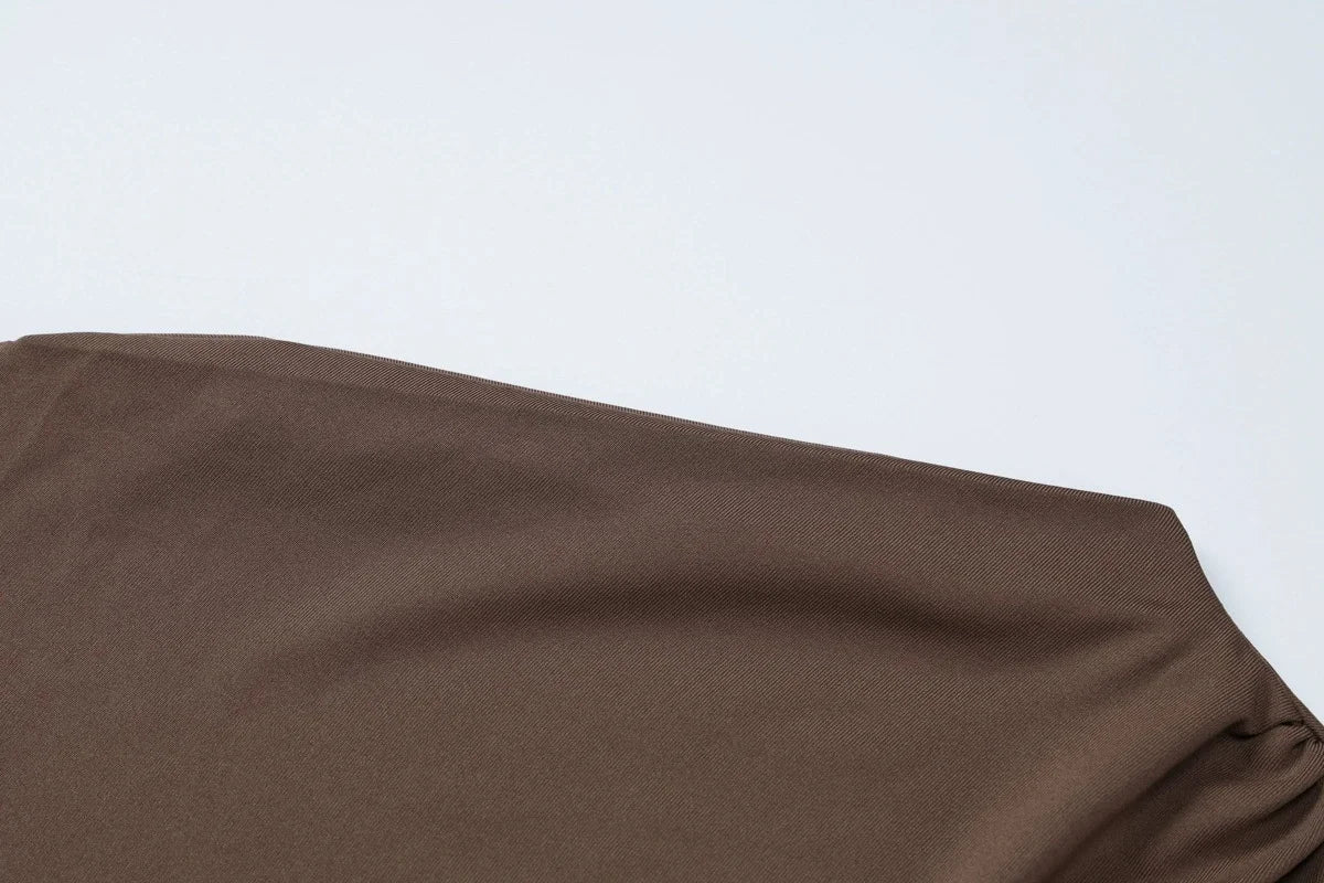 Vestido Longo Luxo Drapeado Frontal Amarração nas Costas