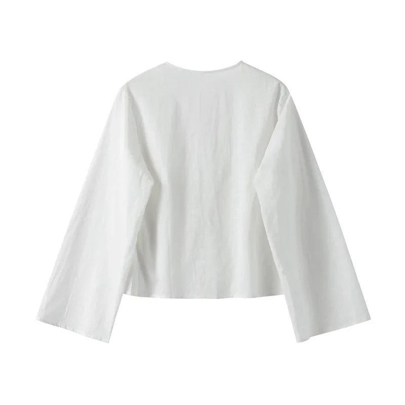 Camisa Feminina Viscolinho Amarração Frontal Isla
