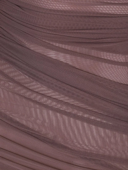 Vestido Longo Tule Manga Comprida