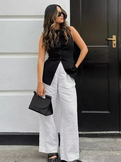Colete Blusa Botões Alfaiataria Anne