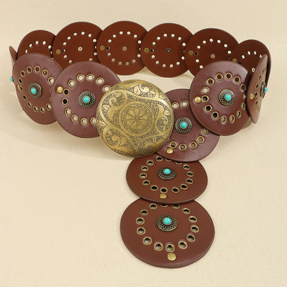 New vintage Western Boho chic belt female rivet waist cover with dress skirt y2k belt wide one dress