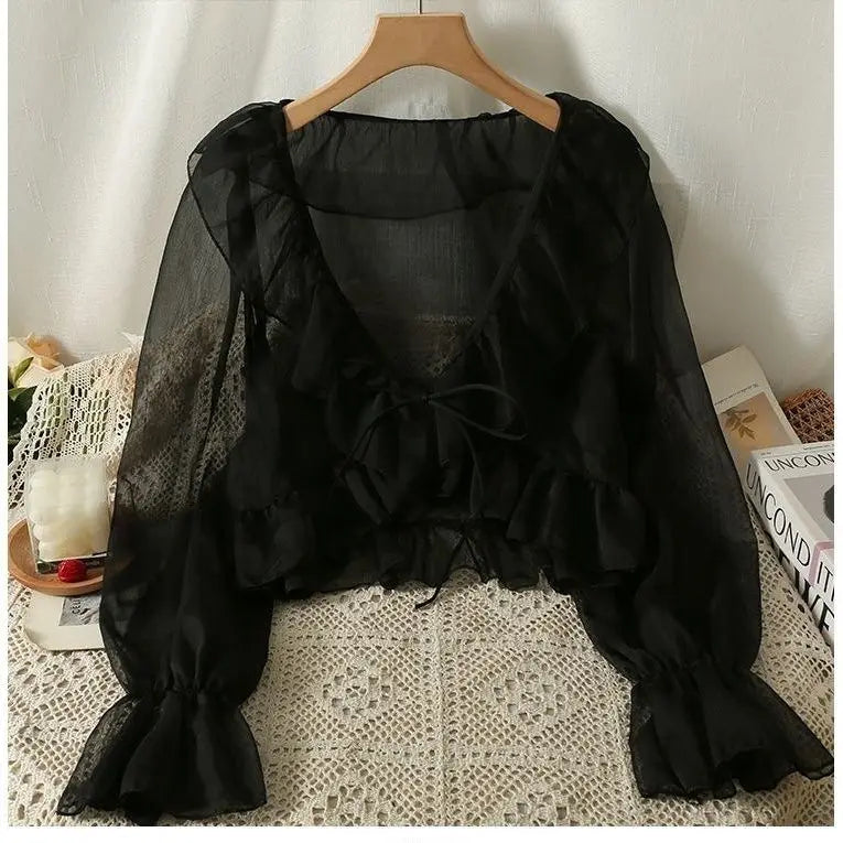 Camisa Feminina Babados Amarração Flaire