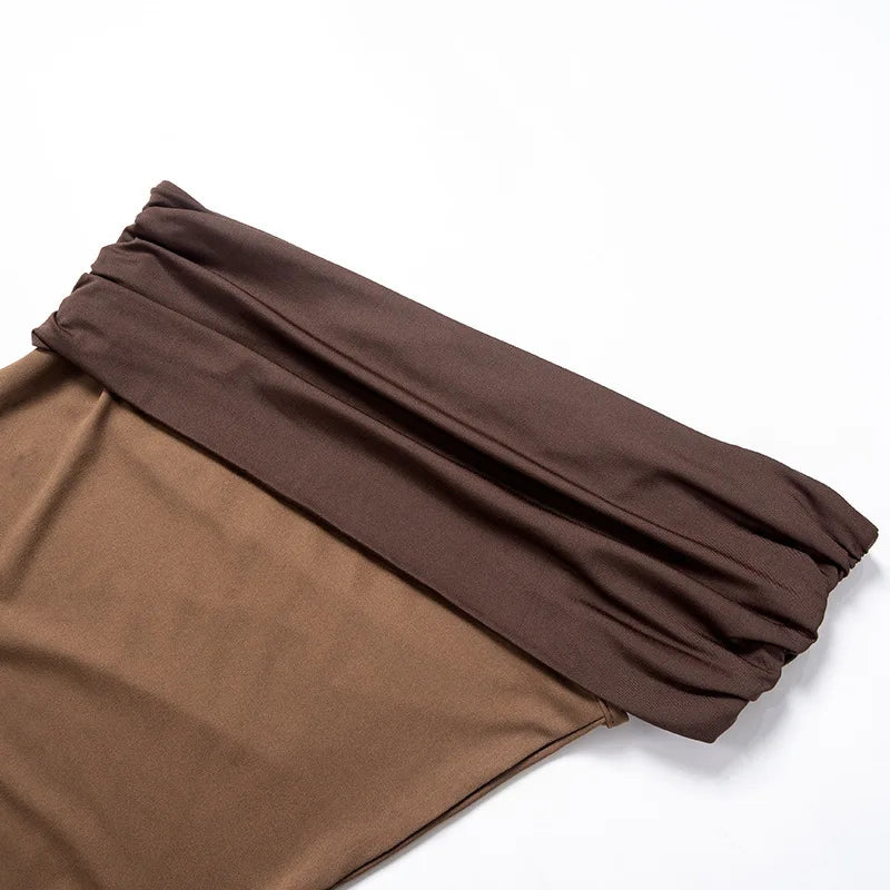 Vestido Curto Assimétrico Marrom