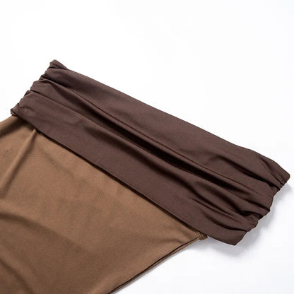 Vestido Curto Assimétrico Marrom