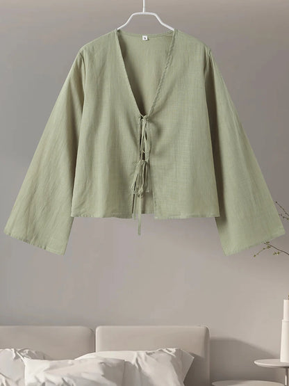 Camisa Feminina Viscolinho Amarração Frontal Isla
