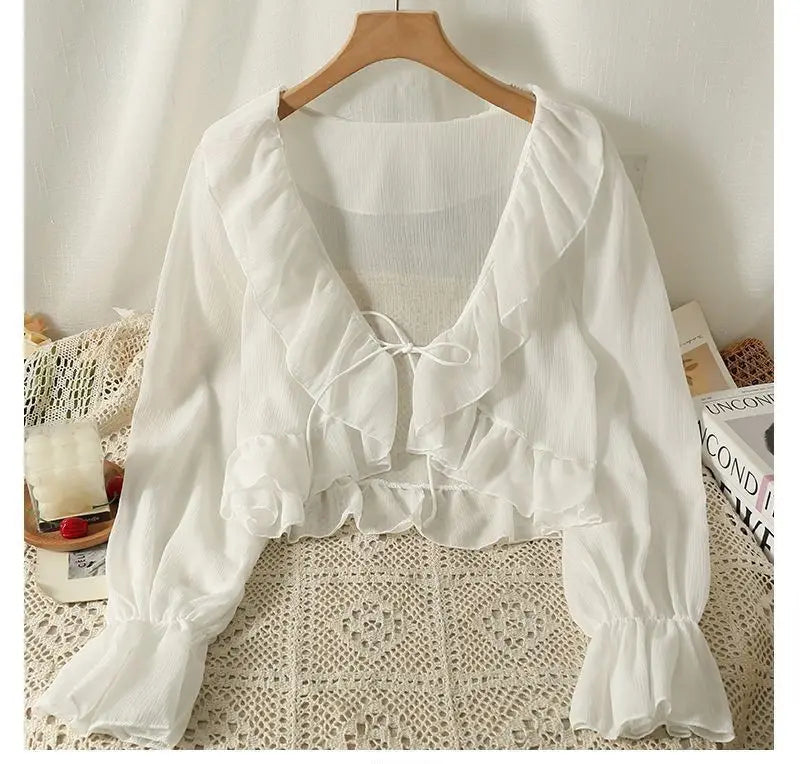Camisa Feminina Babados Amarração Flaire
