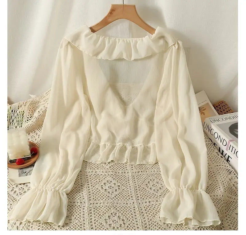 Camisa Feminina Babados Amarração Flaire