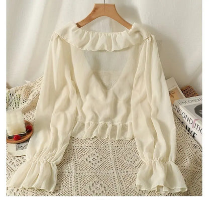 Camisa Feminina Babados Amarração Flaire