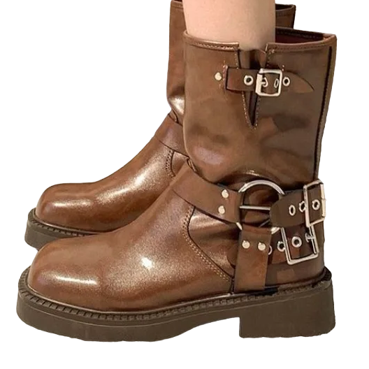 Coturno Biker Andressa Fivela Marrom