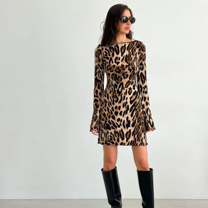 Vestido Giorgina Manga Longa Animal Print MINI