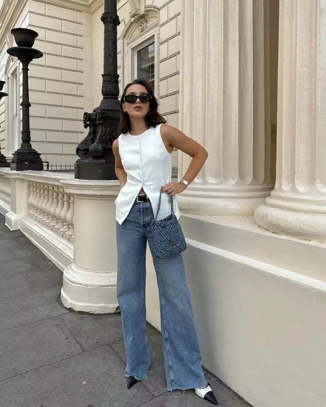 Colete Blusa Botões Alfaiataria Anne