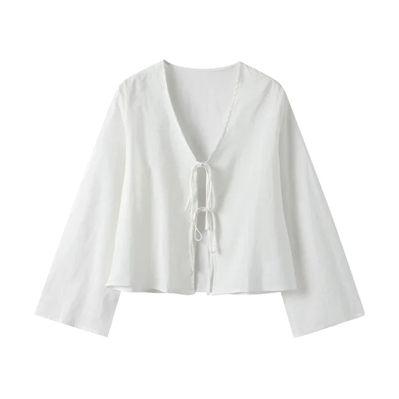 Camisa Feminina Viscolinho Amarração Frontal Isla