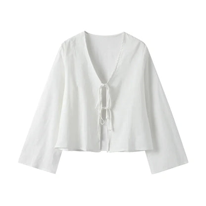Camisa Feminina Viscolinho Amarração Frontal Isla