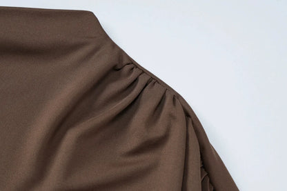 Vestido Longo Luxo Drapeado Frontal Amarração nas Costas