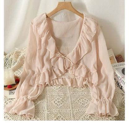 Camisa Feminina Babados Amarração Flaire