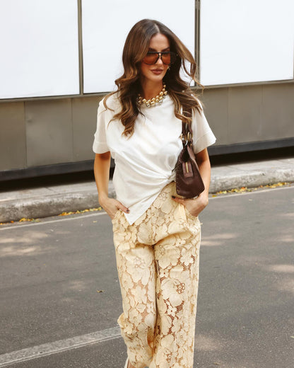 Calça Feminina Capri Renda Romana