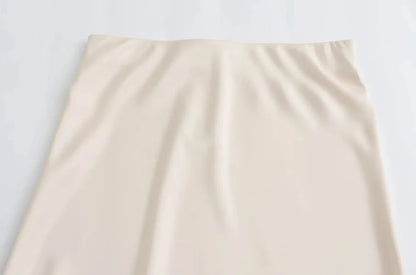 Saia Cetim Midi Toque de Seda Boho Chic
