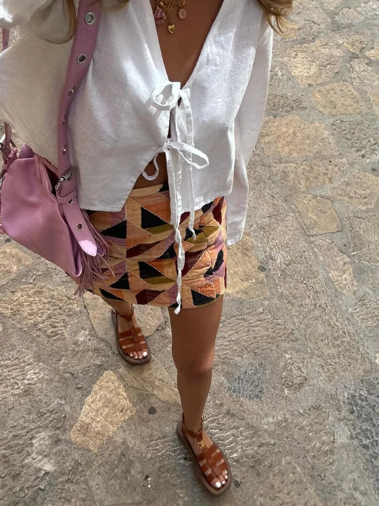 Camisa Feminina Viscolinho Amarração Frontal Isla