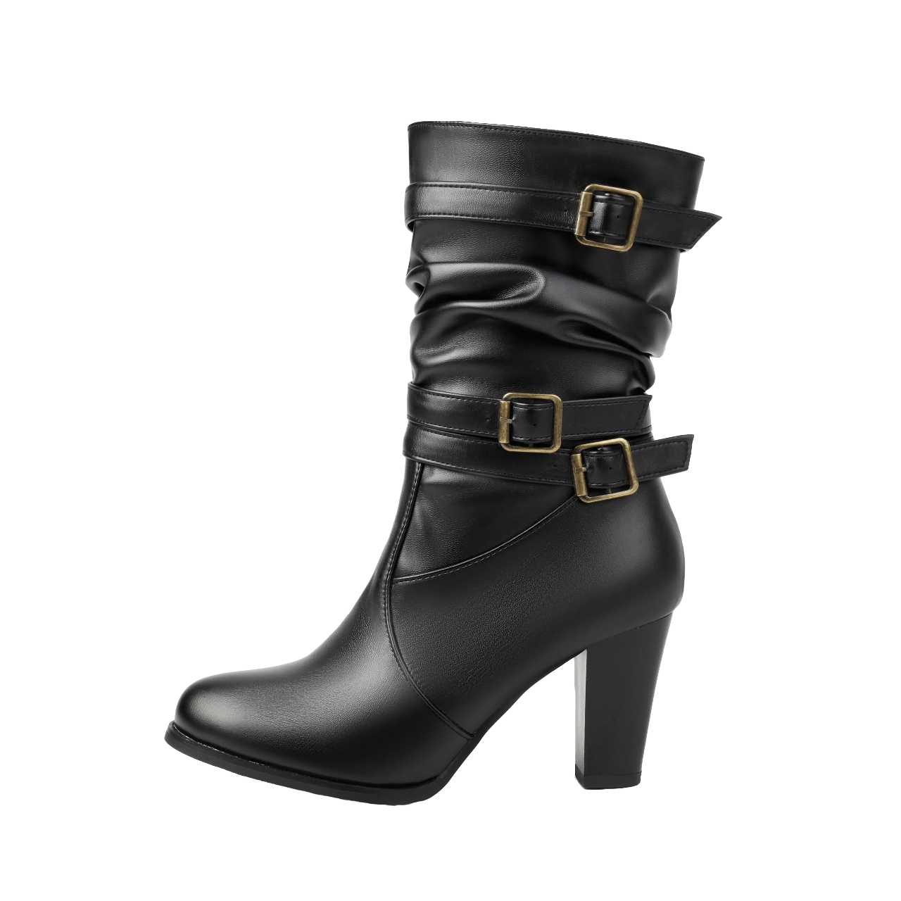 Bota Allegra Fivelas Ankle Boot Cano Enrugado