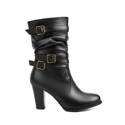 Bota Allegra Fivelas Ankle Boot Cano Enrugado
