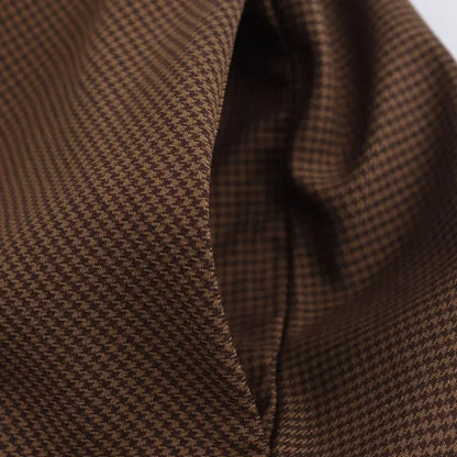 Vestido Curto Xadrez Marrom Botões Amarração Vintage