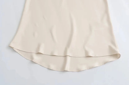 Saia Cetim Midi Toque de Seda Boho Chic