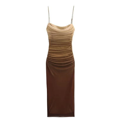 Vestido Curto Sexy Tule Degradê Alcinha Boho Chic